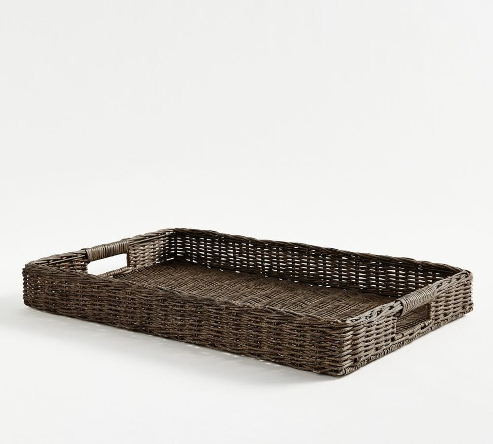 Handwoven Wicker Rectangular Serving Tray Pottery Barn Australia
